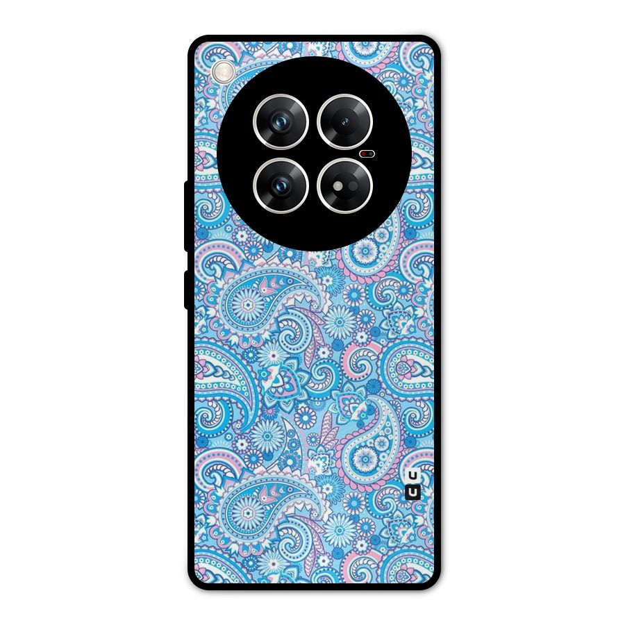 Blue Block Pattern Metal Back Case for Infinix Zero 40 5G