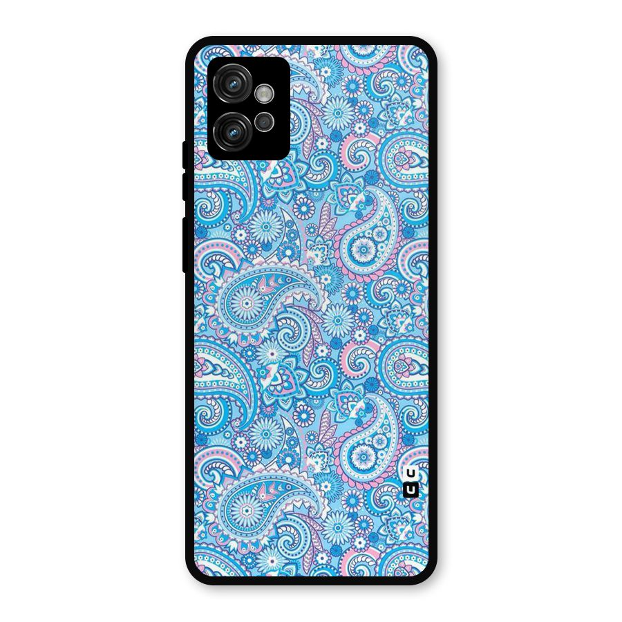 Blue Block Pattern Metal Back Case for Moto G32