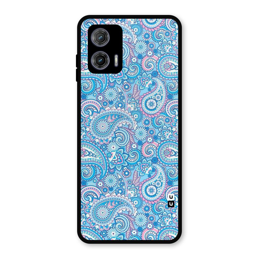 Blue Block Pattern Metal Back Case for Moto G73