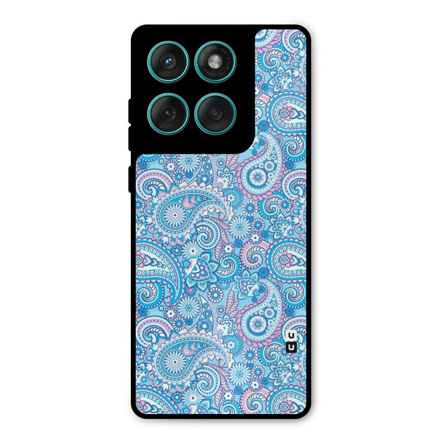 Blue Block Pattern Metal Back Case for Motorola Edge 60