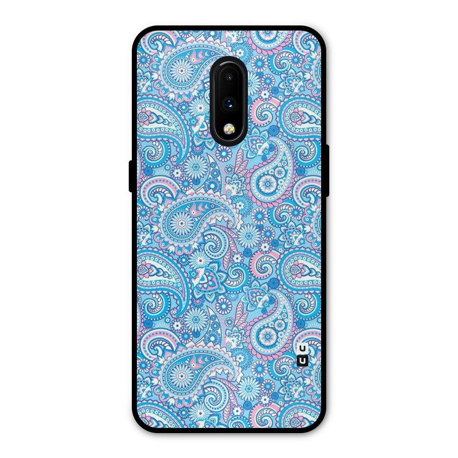 Blue Block Pattern Metal Back Case for OnePlus 7