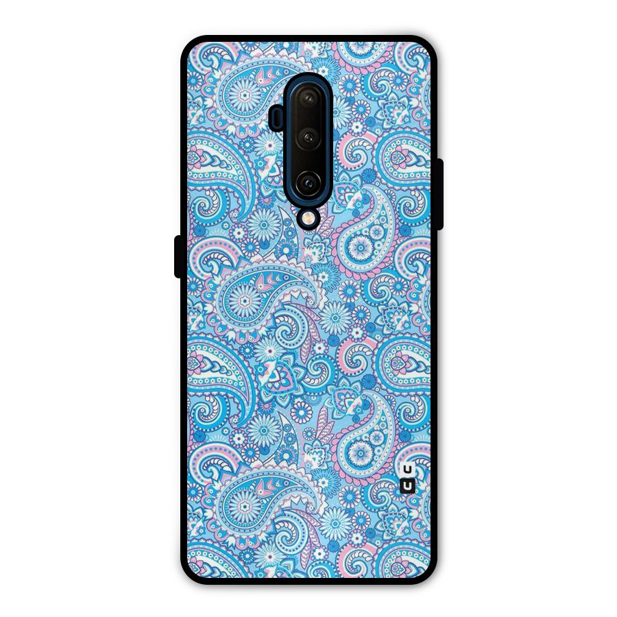 Blue Block Pattern Metal Back Case for OnePlus 7T Pro