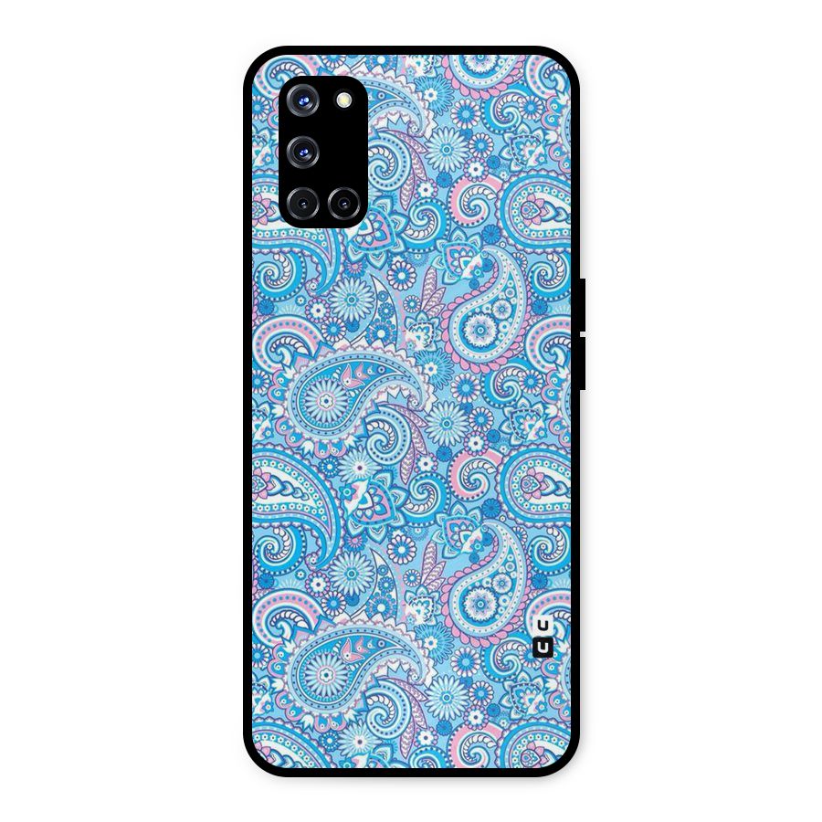 Blue Block Pattern Metal Back Case for Oppo A52
