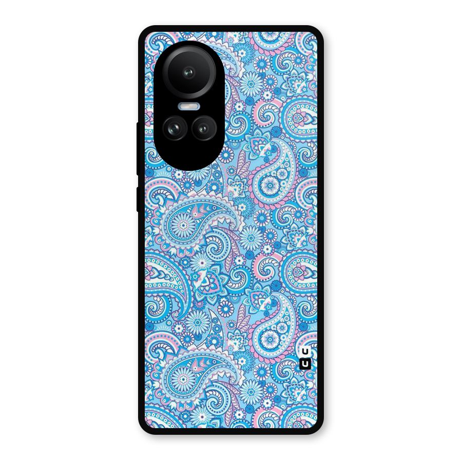 Blue Block Pattern Metal Back Case for Oppo Reno10