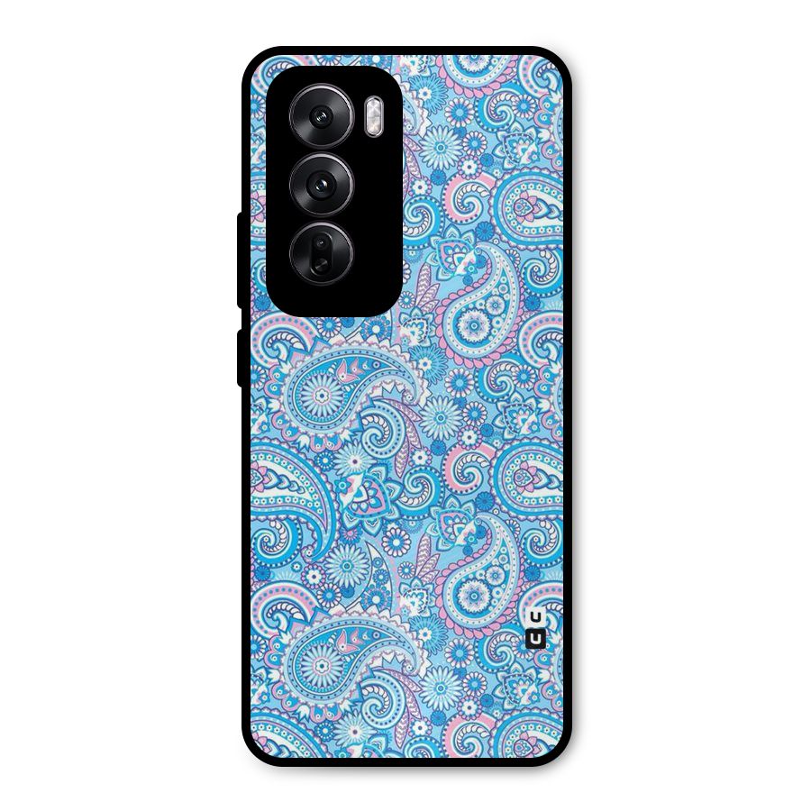 Blue Block Pattern Metal Back Case for Oppo Reno12