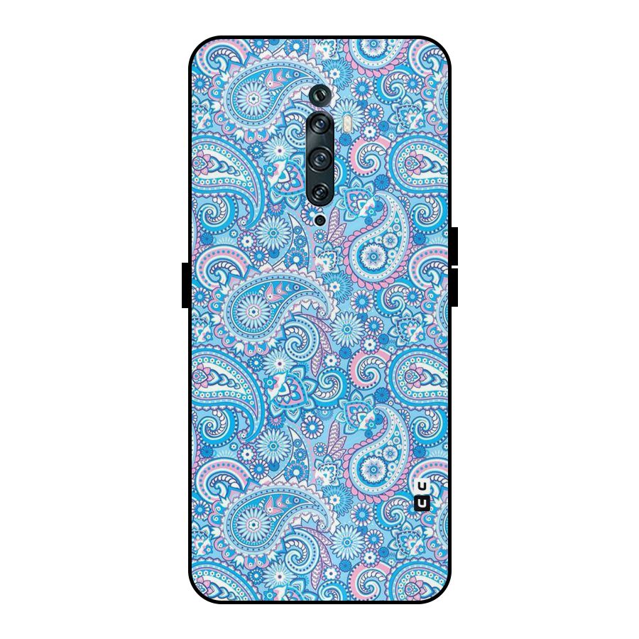 Blue Block Pattern Metal Back Case for Oppo Reno2 Z