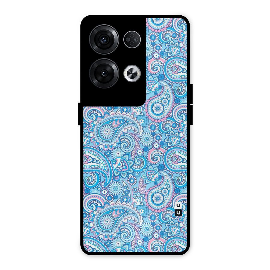 Blue Block Pattern Metal Back Case for Oppo Reno8 Pro 5G