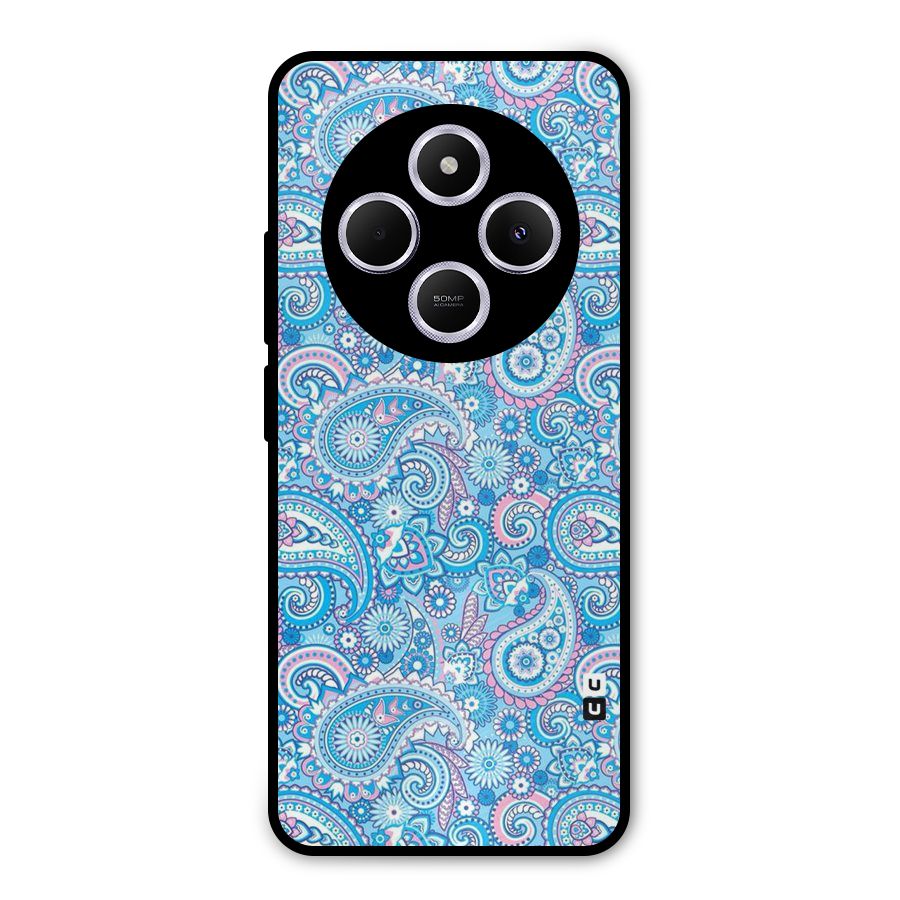 Blue Block Pattern Metal Back Case for Poco M7