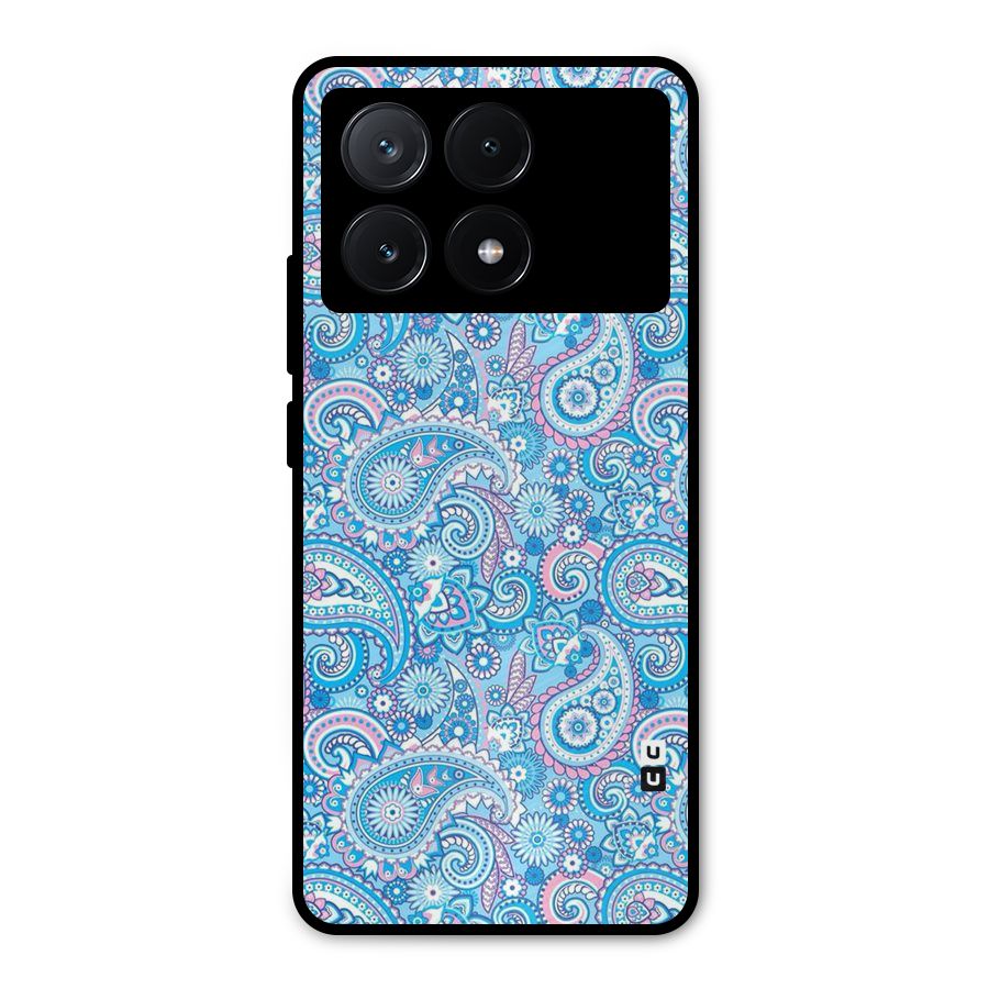 Blue Block Pattern Metal Back Case for Poco X6 Pro