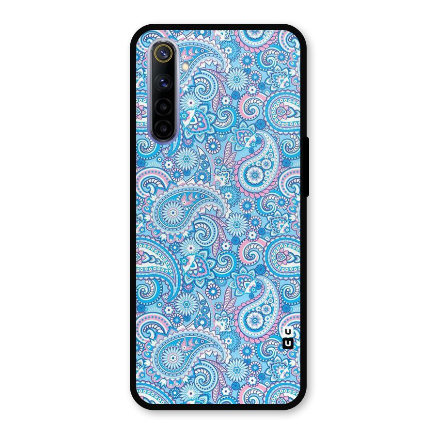 Blue Block Pattern Metal Back Case for Realme 6