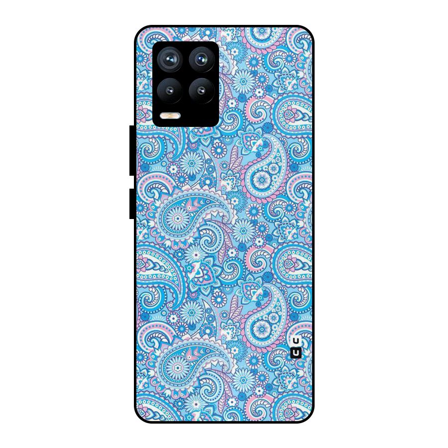 Blue Block Pattern Metal Back Case for Realme 8 Pro