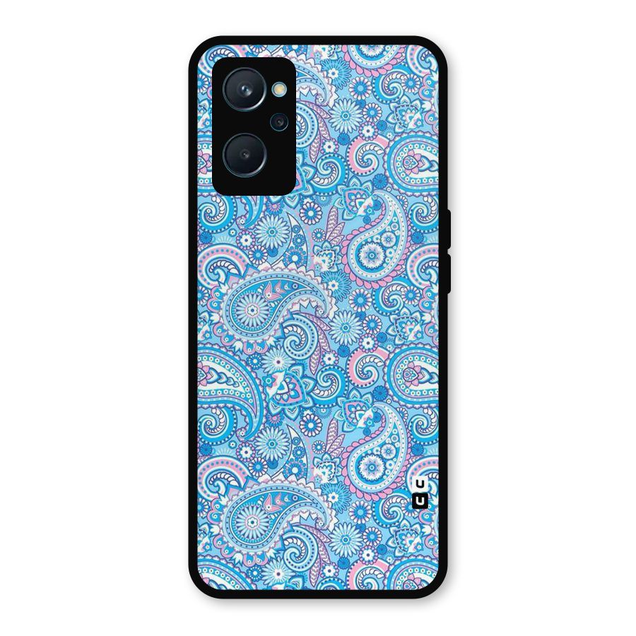 Blue Block Pattern Metal Back Case for Realme 9i