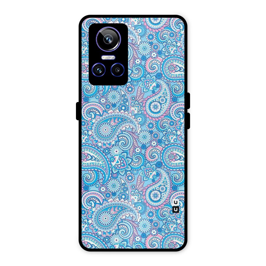 Blue Block Pattern Metal Back Case for Realme GT Neo 3