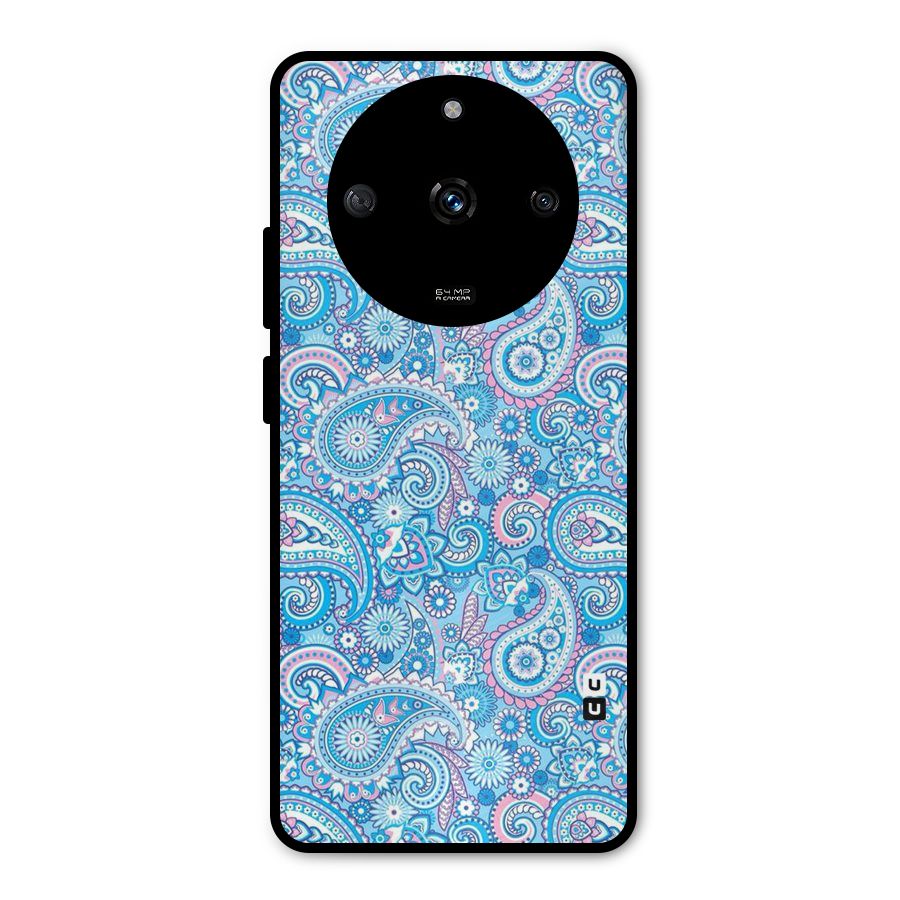 Blue Block Pattern Metal Back Case for Realme Narzo 60 5G
