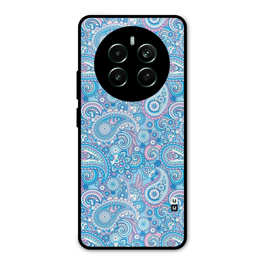 Blue Block Pattern Metal Back Case for Realme Narzo 70 Pro