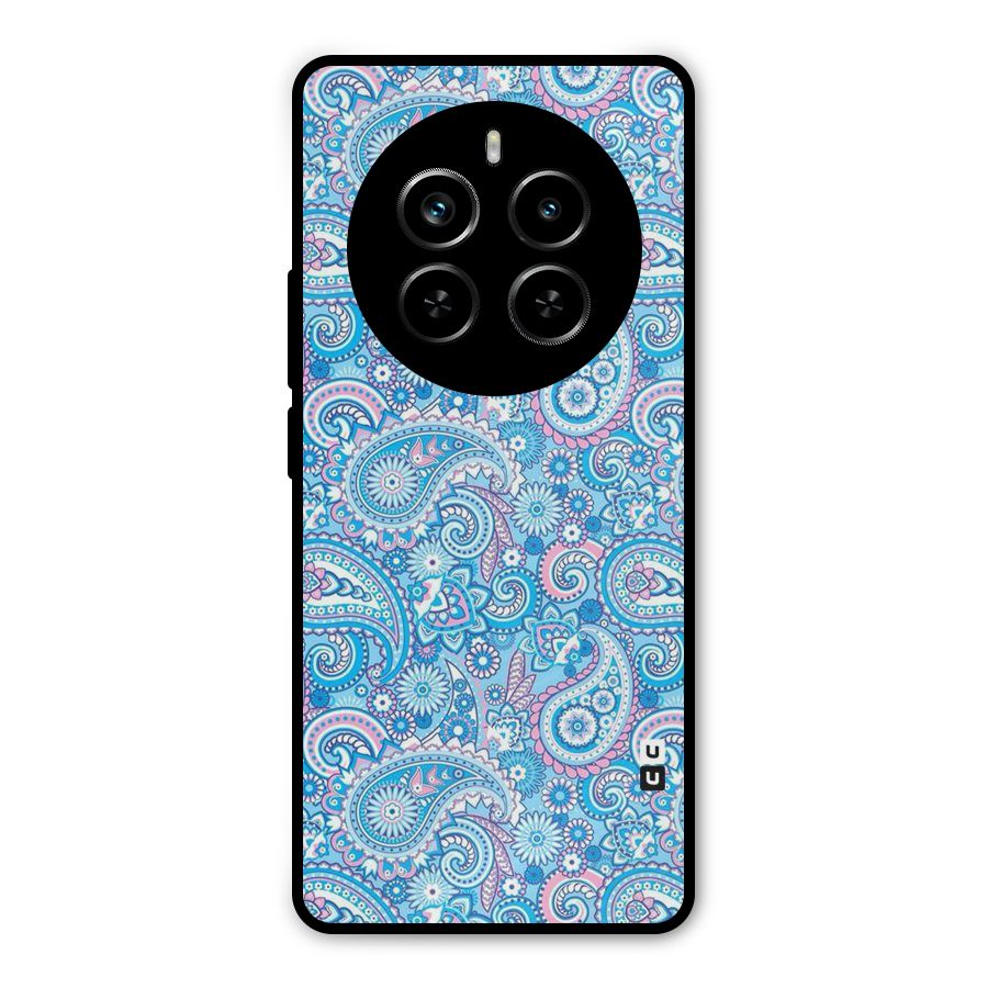 Blue Block Pattern Metal Back Case for Realme P1 Pro