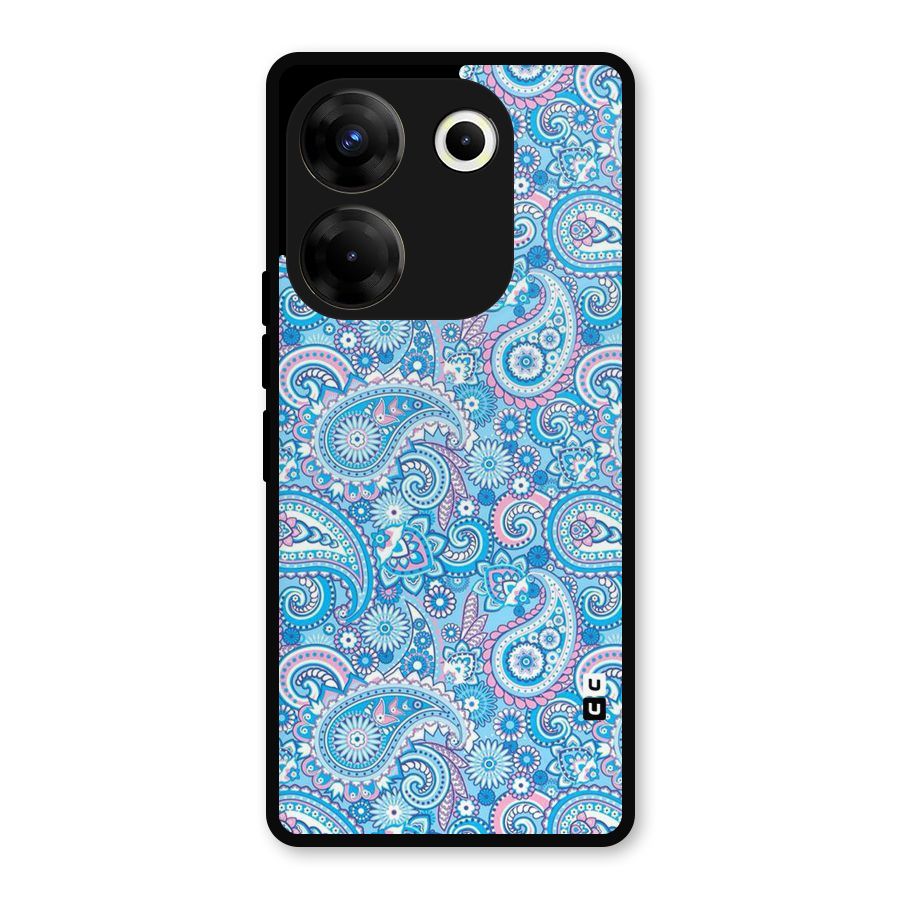 Blue Block Pattern Metal Back Case for Tecno Camon 20
