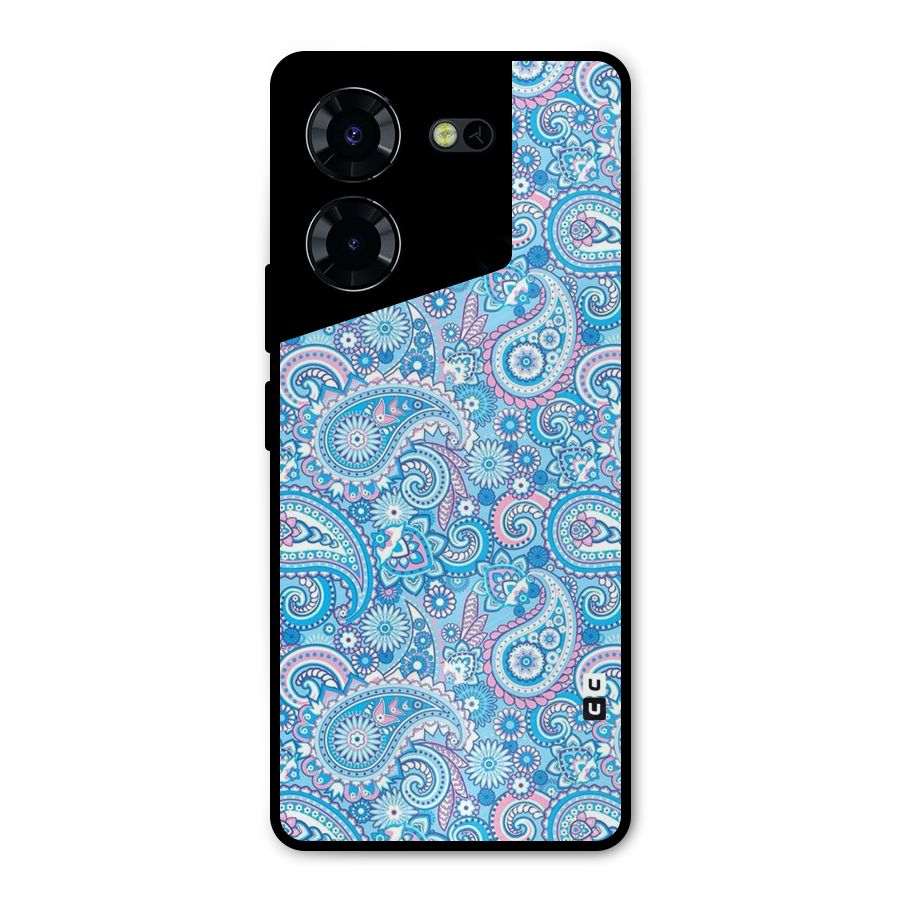 Blue Block Pattern Metal Back Case for Tecno Pova 5 Pro 5G
