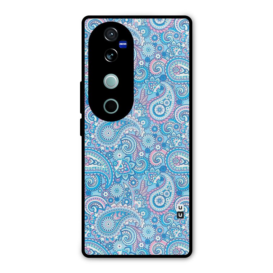 Blue Block Pattern Metal Back Case for Vivo V40