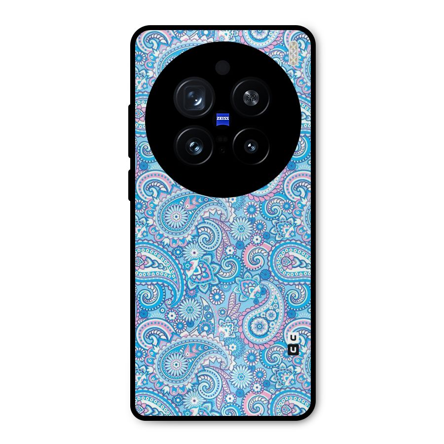 Blue Block Pattern Metal Back Case for Vivo X200 Pro