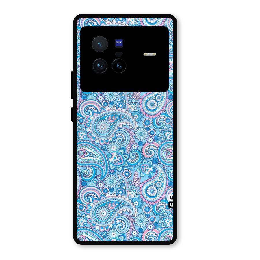 Blue Block Pattern Metal Back Case for Vivo X80