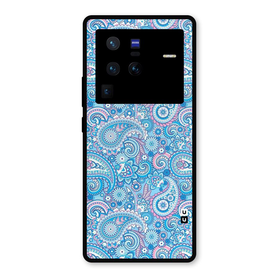 Blue Block Pattern Metal Back Case for Vivo X80 Pro