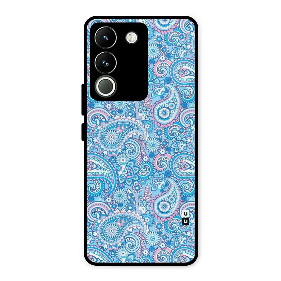 Blue Block Pattern Metal Back Case for Vivo Y200