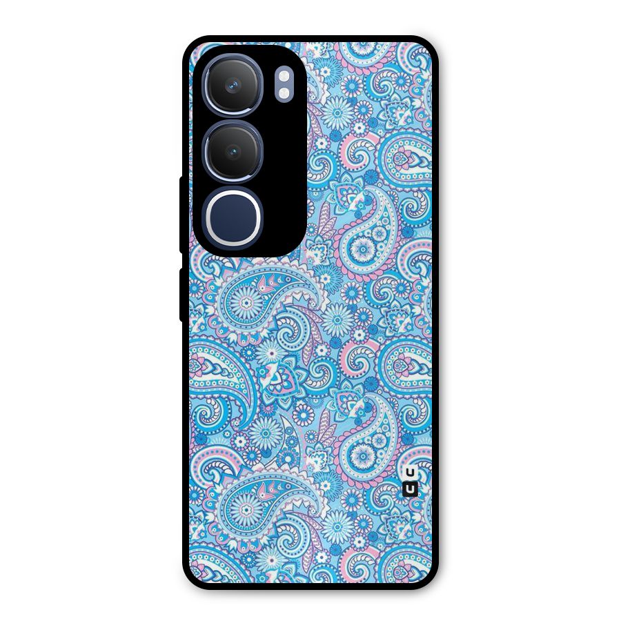 Blue Block Pattern Metal Back Case for Vivo Y29