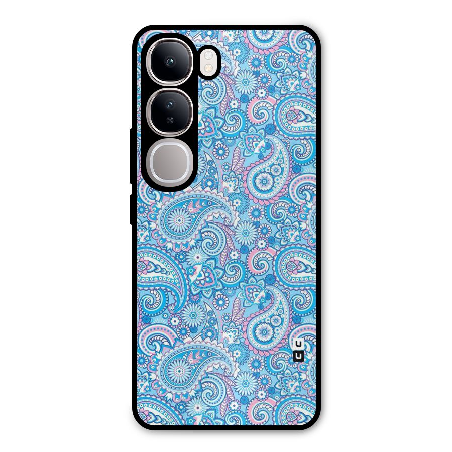 Blue Block Pattern Metal Back Case for Vivo Y300
