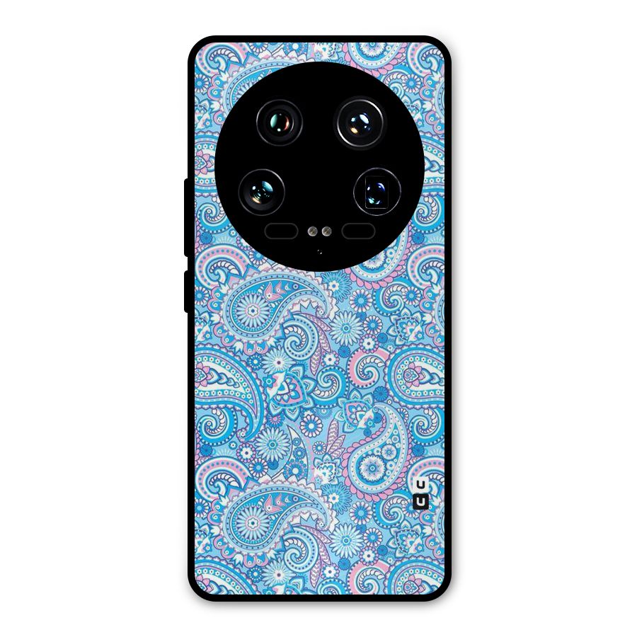 Blue Block Pattern Metal Back Case for Xiaomi 14 Ultra