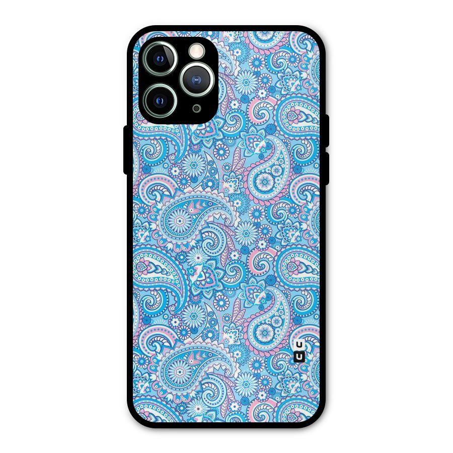 Blue Block Pattern Metal Back Case for iPhone 11 Pro Max
