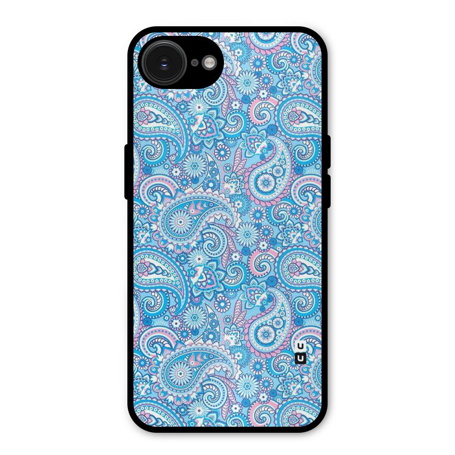 Blue Block Pattern Metal Back Case for iPhone 16e