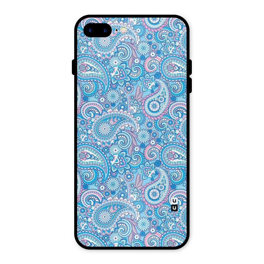 Blue Block Pattern Metal Back Case for iPhone 8 Plus