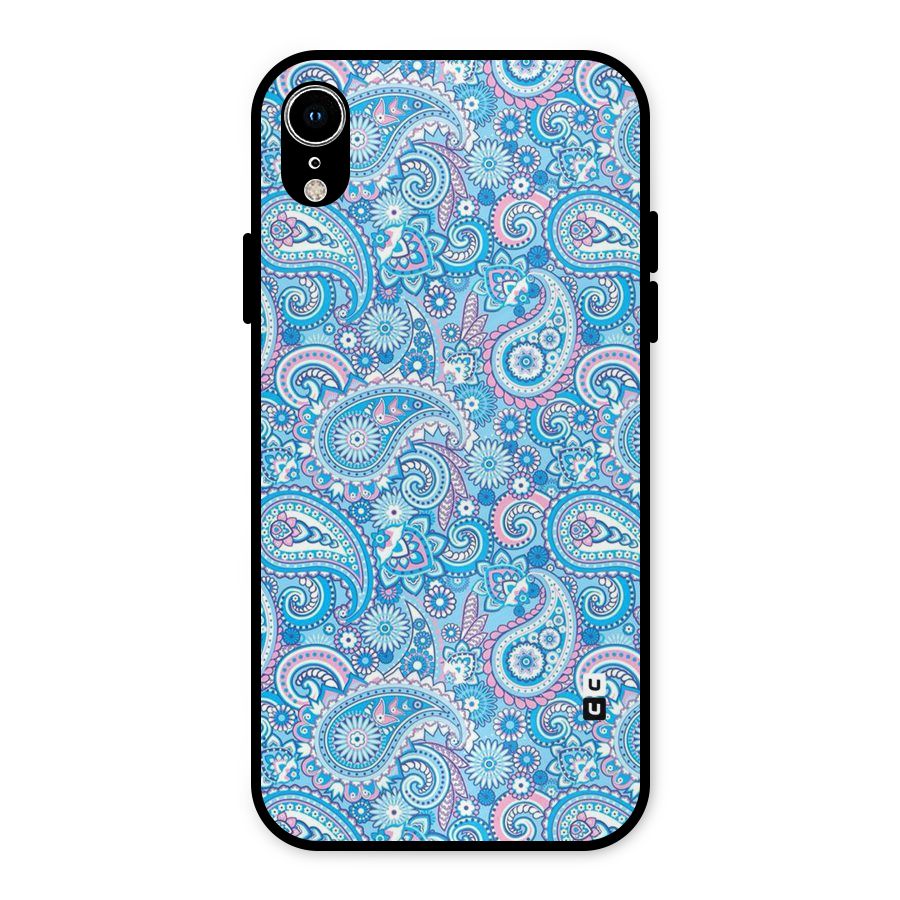 Blue Block Pattern Metal Back Case for iPhone XR