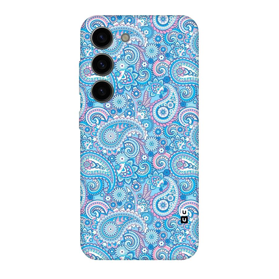 Blue Block Pattern Original Polycarbonate Back Case for Galaxy S23