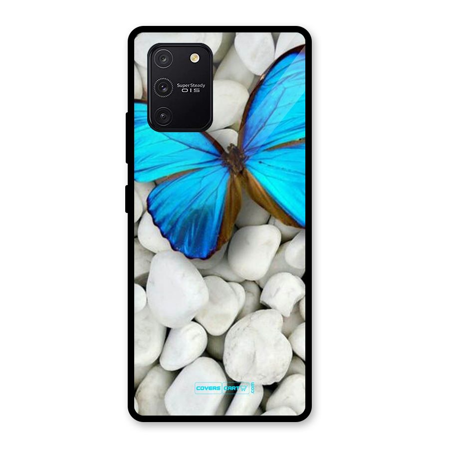 Blue Butterfly Glass Back Case for Galaxy S10 Lite