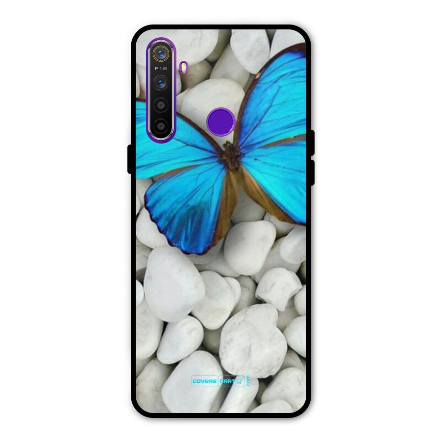 Blue Butterfly Glass Back Case for Realme 5s