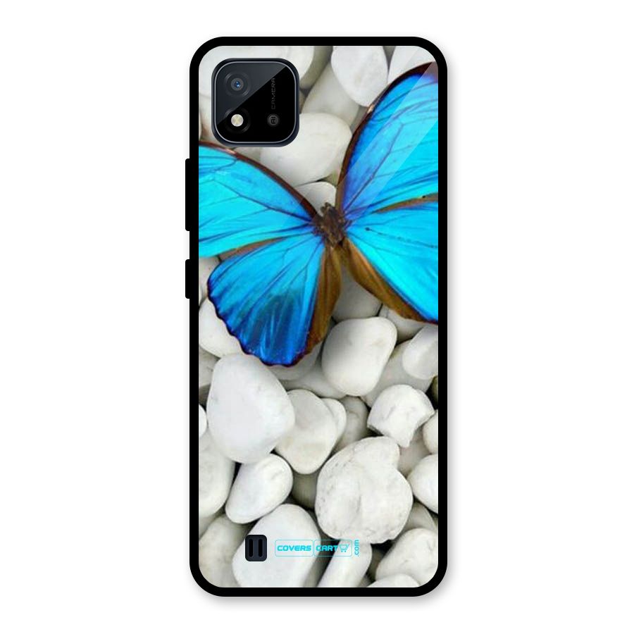 Blue Butterfly Glass Back Case for Realme C11 2021