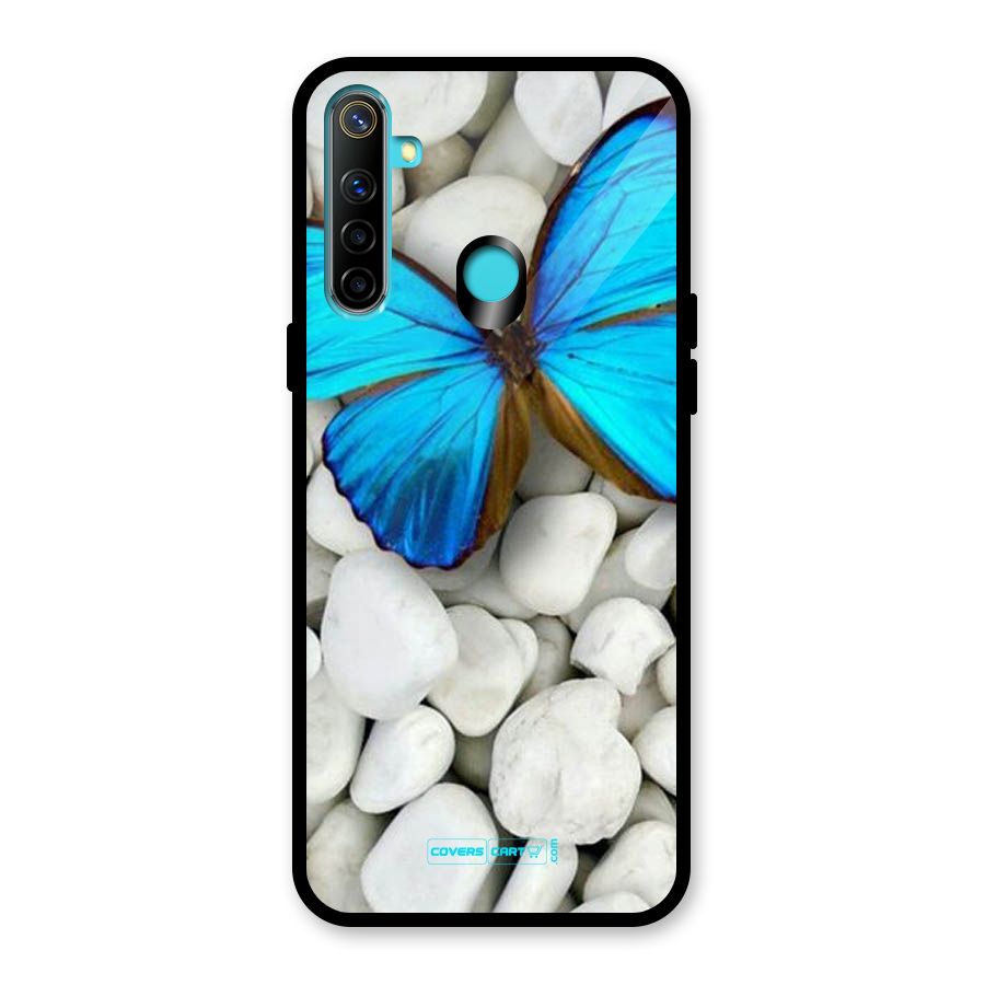 Blue Butterfly Glass Back Case for Realme Narzo 10