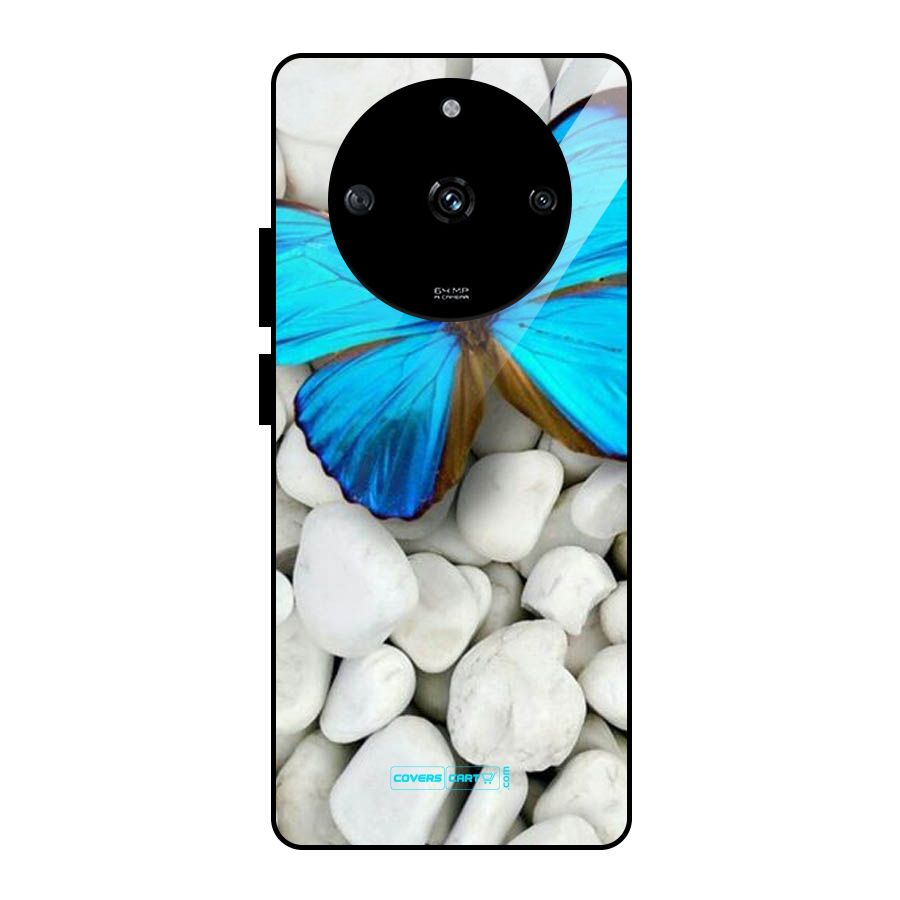 Blue Butterfly Glass Back Case for Realme Narzo 60 5G
