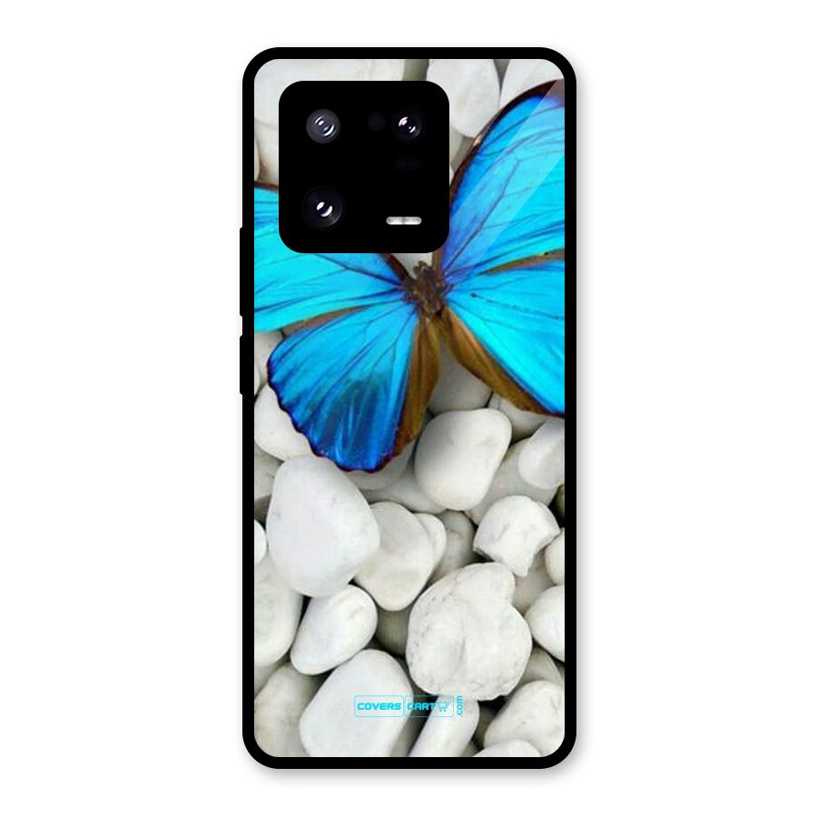 Blue Butterfly Glass Back Case for Xiaomi 13 Pro