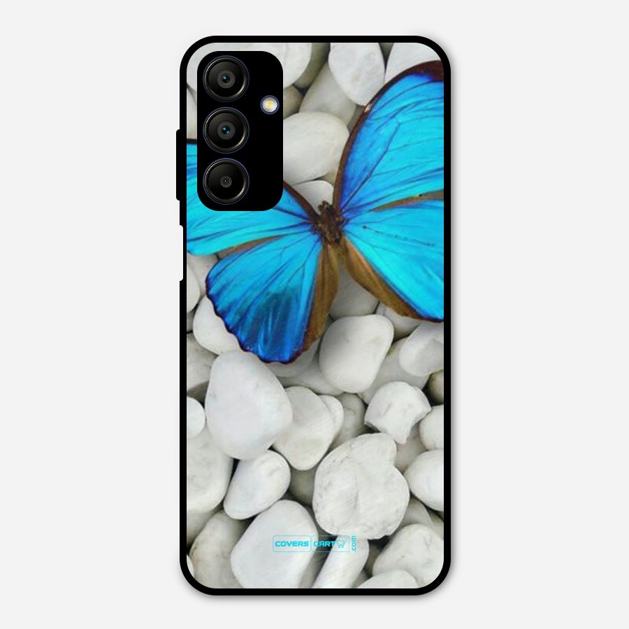 Blue Butterfly Metal Back Case for Galaxy A15 5G