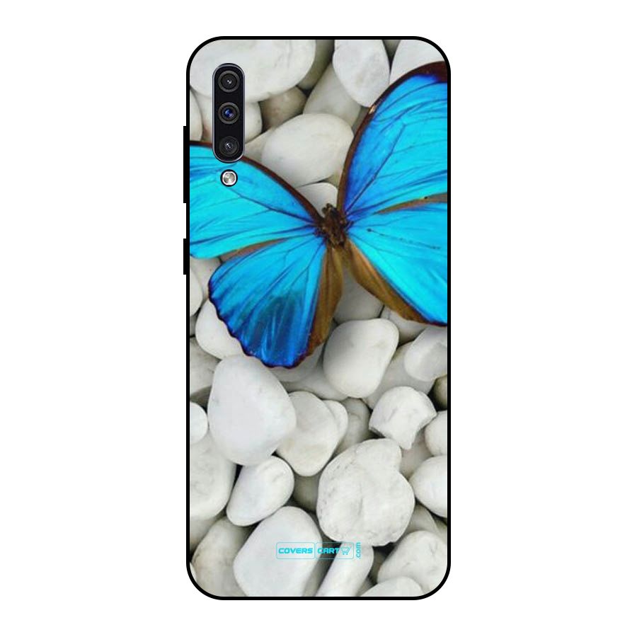 Blue Butterfly Metal Back Case for Galaxy A30s
