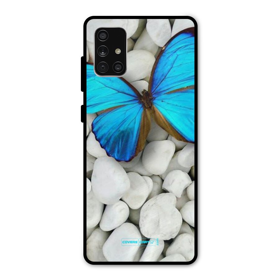 Blue Butterfly Metal Back Case for Galaxy A71