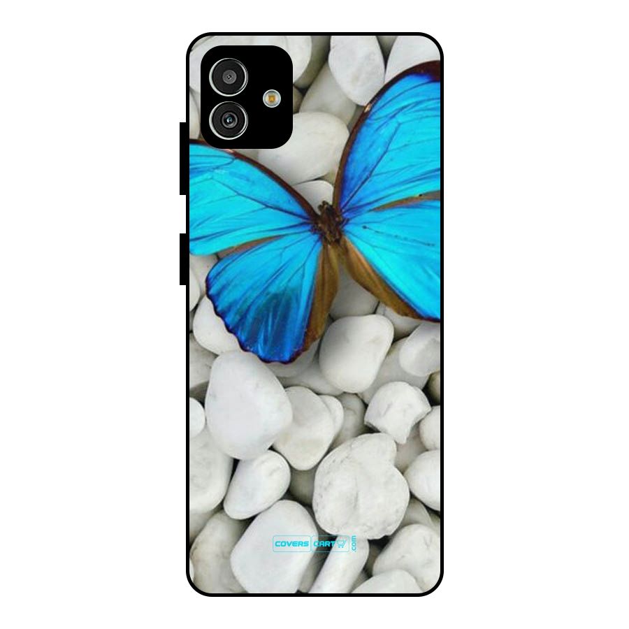 Blue Butterfly Metal Back Case for Galaxy M13 5G