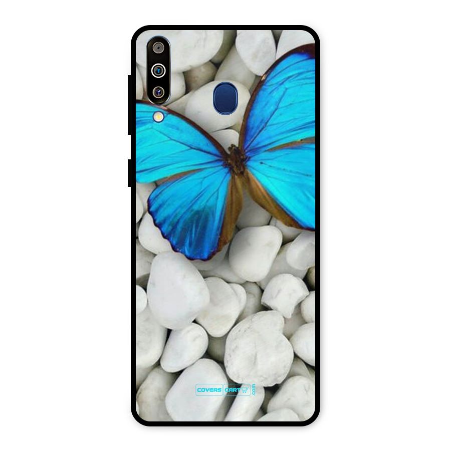 Blue Butterfly Metal Back Case for Galaxy M30