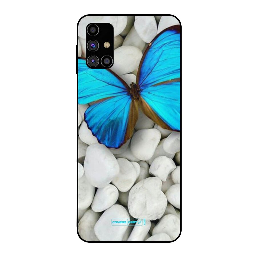 Blue Butterfly Metal Back Case for Galaxy M31s
