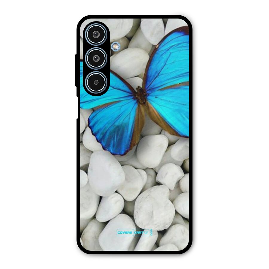 Blue Butterfly Metal Back Case for Galaxy M35