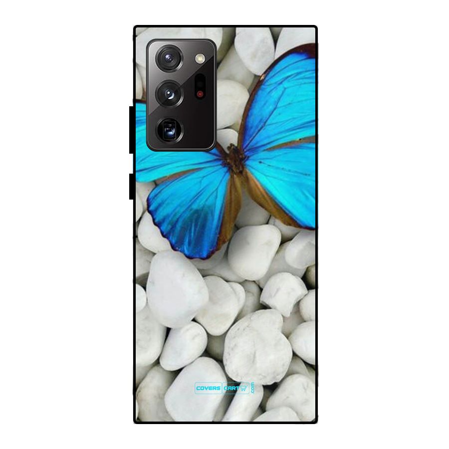 Blue Butterfly Metal Back Case for Galaxy Note 20 Ultra