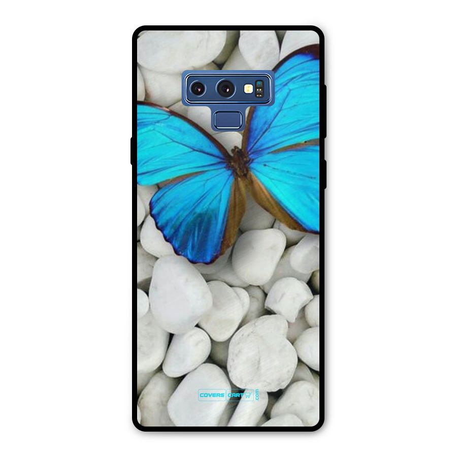 Blue Butterfly Metal Back Case for Galaxy Note 9